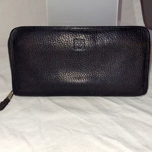 LOEWE Anagram Black Leather Long Zip Around Wallet